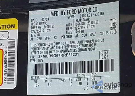 2024 Ford Bronco Sport Heritage z USA, uszkodzony, nr VIN 3FMCR9G67RRE81231